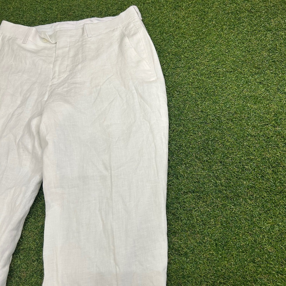Bar III Mens 30x32 Slim Fit 100% Linen Dress Pants White Summer Trousers - Picture 3 of 7